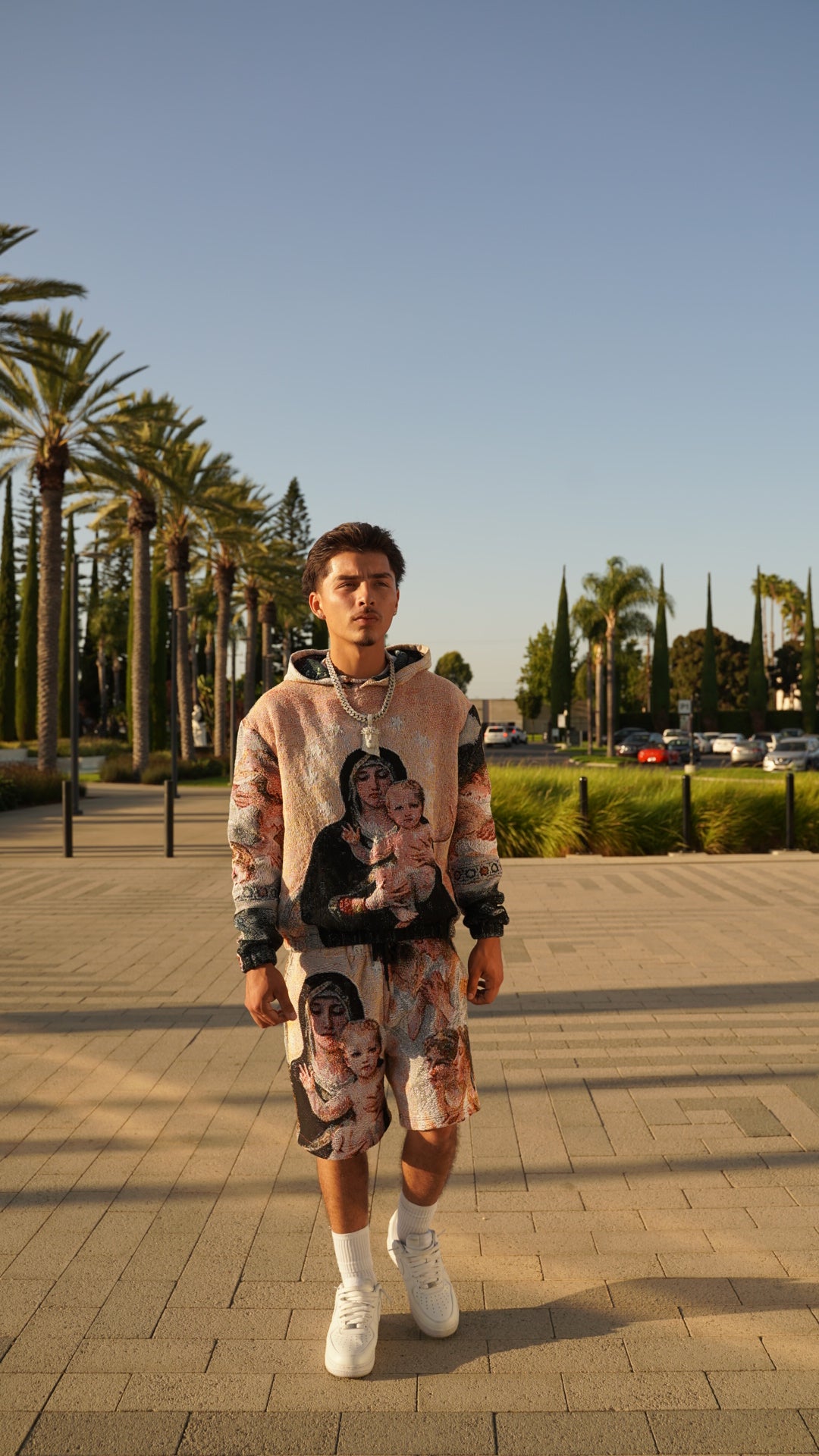 Virgin Mary Tapestry Shorts