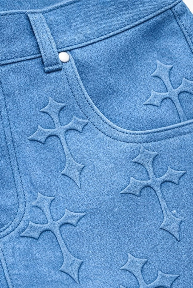Sacred Crosses Carpenter Shorts - Blue
